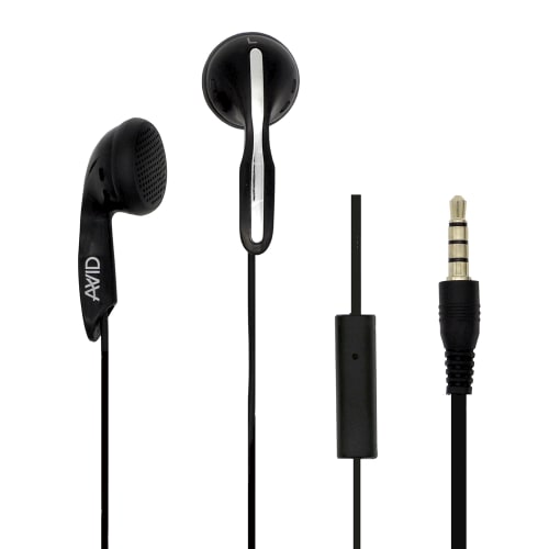 AVID AE-1M Earbud with 3.5mm Connection and In-line Microphone , Black